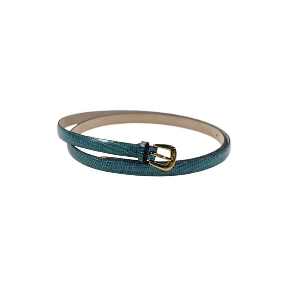 Tardini Womens Lizard 1/2" Skinny Belt Teal Blue Size EUR 38